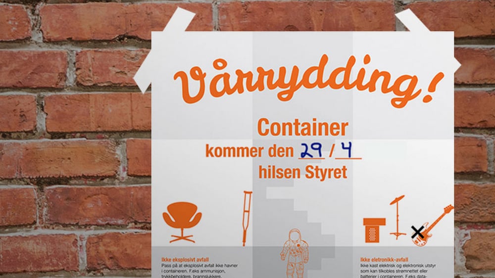 Norsk-Gjenvinning Plakat om vårrydding i borettslaget